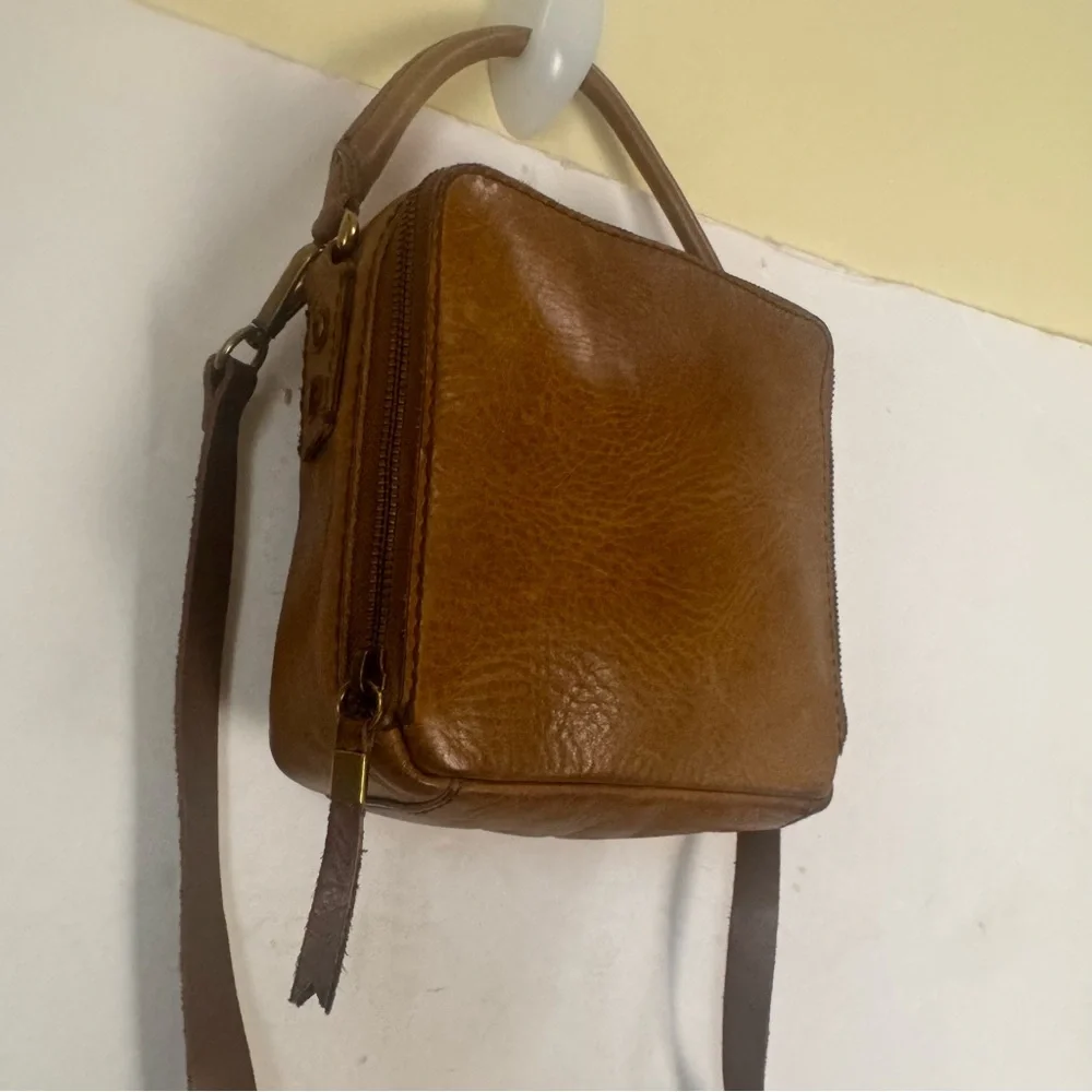 Madewell Leather Square Satchel Bag Shoulder Crossbody Zip Satchel Minimalist - Picture 10 of 16